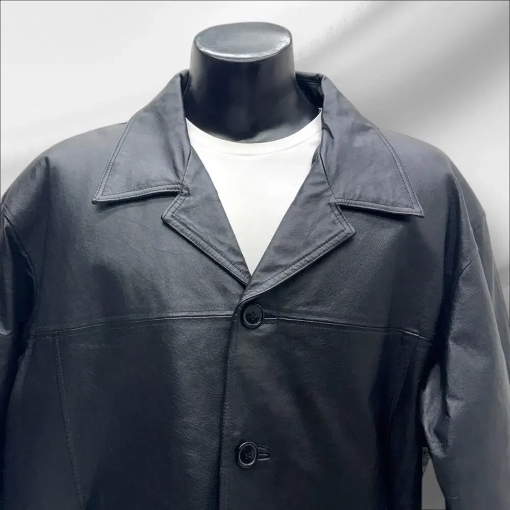 HABAND Men’s XL Black Quilt Lined Leather Jacket